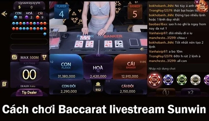 Quy định về cách chơi Baccarat Livestream Sunwin cơ bản